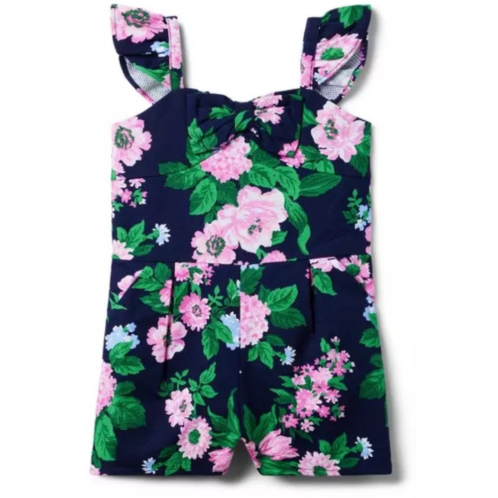 Janie and Jack Merchant Marine Floral Pique Romper SIZE 4